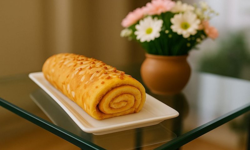 מתכון לרולדת ריבת חלב בציפוי גנאש ופיצוחים מסוכרים