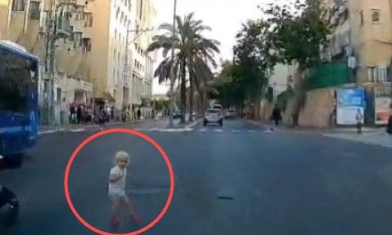 בנס הפעם זה נגמר טוב: פעוטה רצה לכביש והנהג בלם בזמן