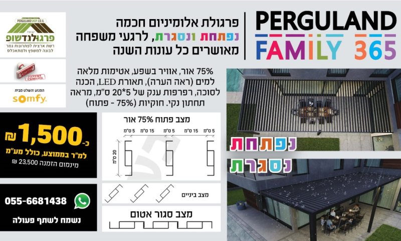 פרגולה נפתחת ונסגרת להקמת סוכה כשרה